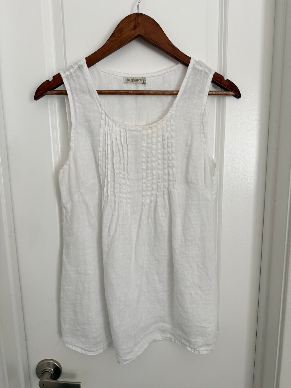Laura Bianchi 100% Linen Pleated Summer Tank Top Size Small